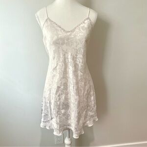 Vintage Satin and Lace Lingerie Slip Dress White Size Medium Bridal